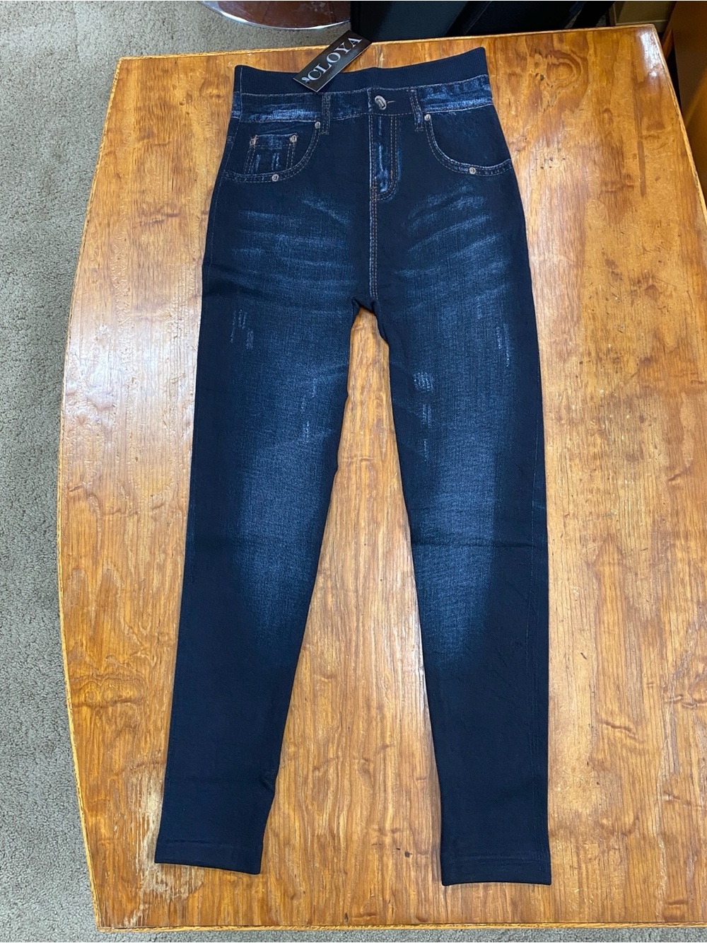 High-Rise Skinny Leggings Jeans in Dark Denim by Cloya